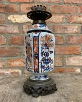 Antique Chinese hand painted vase converted to oil lamp, H 37CM