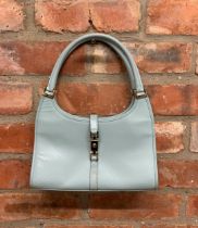 Gucci - 'Jackie' duck egg blue leather handbag with gold tone hardware