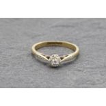 18ct solitaire diamond ring, .20ct stone, size K, 2.3g