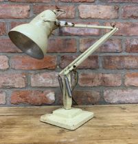 Herbert Terry cream coloured model 1227 anglepoise table lamp with square step base, H 50cm