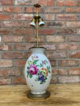 Large ceramic Vienna baluster table lamp with floral rose hand painted finish, H 72cm