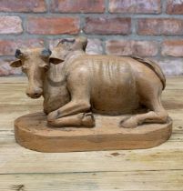 Antique hand carved wooden Indian Kamadhenu cow, H 18cm x W 25cm