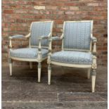 Pair of 19th century painted armchairs in the Directoire style, Recently Upholstered, H 90cm x W