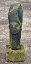 Zimbabwe School - A hardstone sculpture raised on a weathered stone base, H 75cm