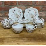 Royal Grafton ceramic tea service with printed and hand painted exotic bird on branch pattern with