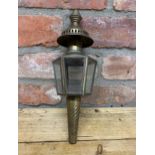 Attractive brass cased hexagonal glass Gondola lantern of small proportions, 29cm long