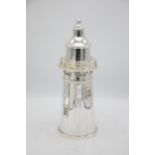 Large silver plated novelty Lighthouse cocktail shaker, 36cm high