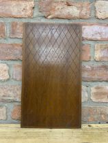 Early 19th century French fruitwood panel, incised with diaper pattern and inscirbed 'le soleil nest