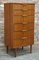 An Austin Suite teak chest of six drawers, H 125cm x W 65cm x D 41cm