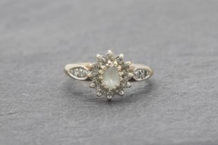 9ct diamond and paste cluster ring, size G, 2.3g