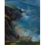 Wendy Mcbride (20th century) - 'Spring Cliff, West Penrith, Cornwall', signed, signed titled and