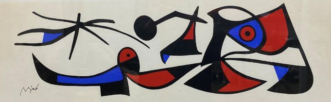 Joan Miró (Spanish, 1893-1983) - Abstract, lithograph, 28 x 88cm, framed