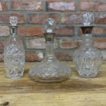 Three silver collared decanters to include flat bottomed ships example (3)