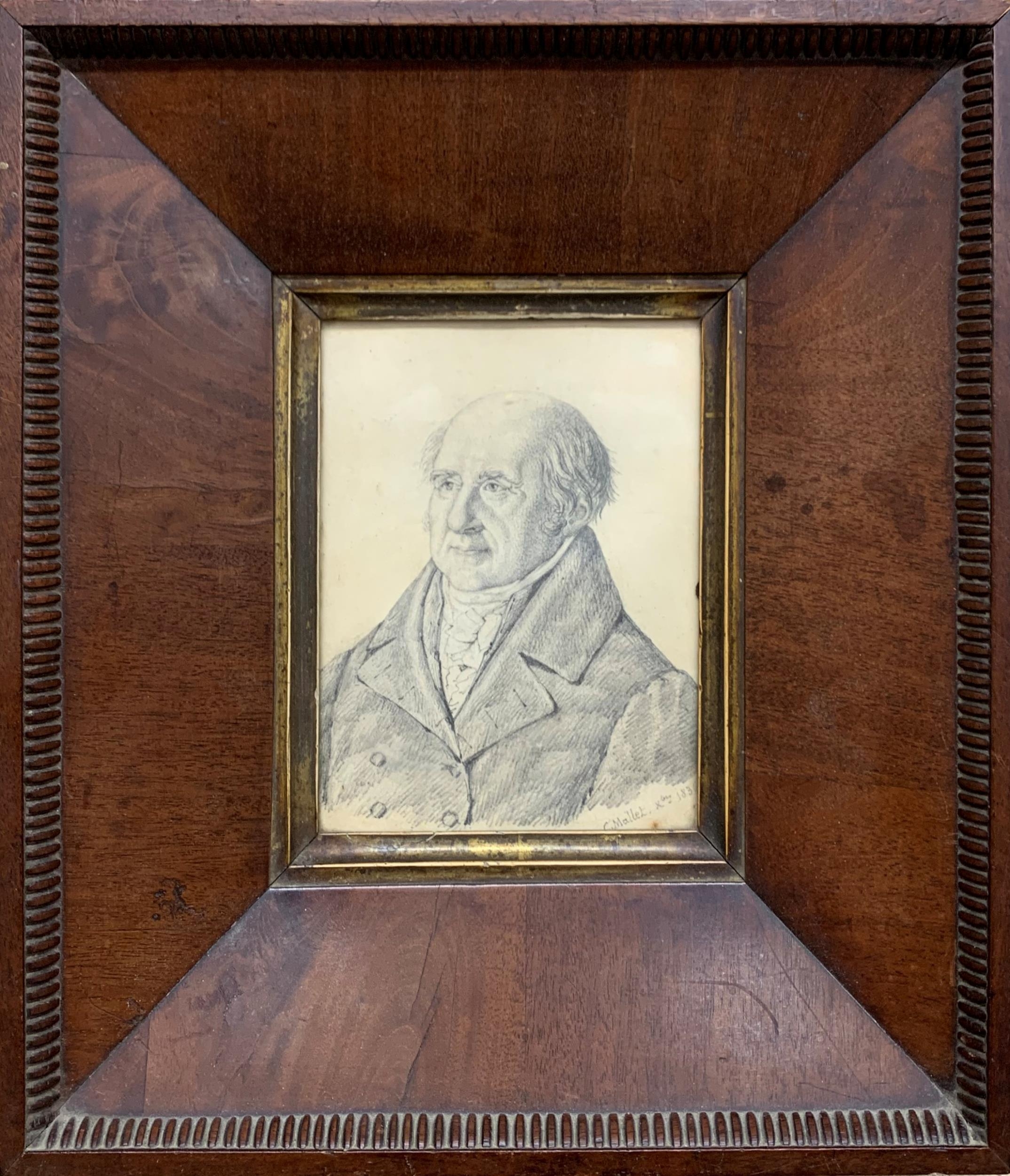 C* Mallet (19th century) - bust portrait of Dr Kelson who was physician to George IV, signed and