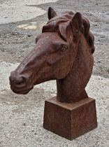 Contemporary cast iron horse head ornament, H 60cm