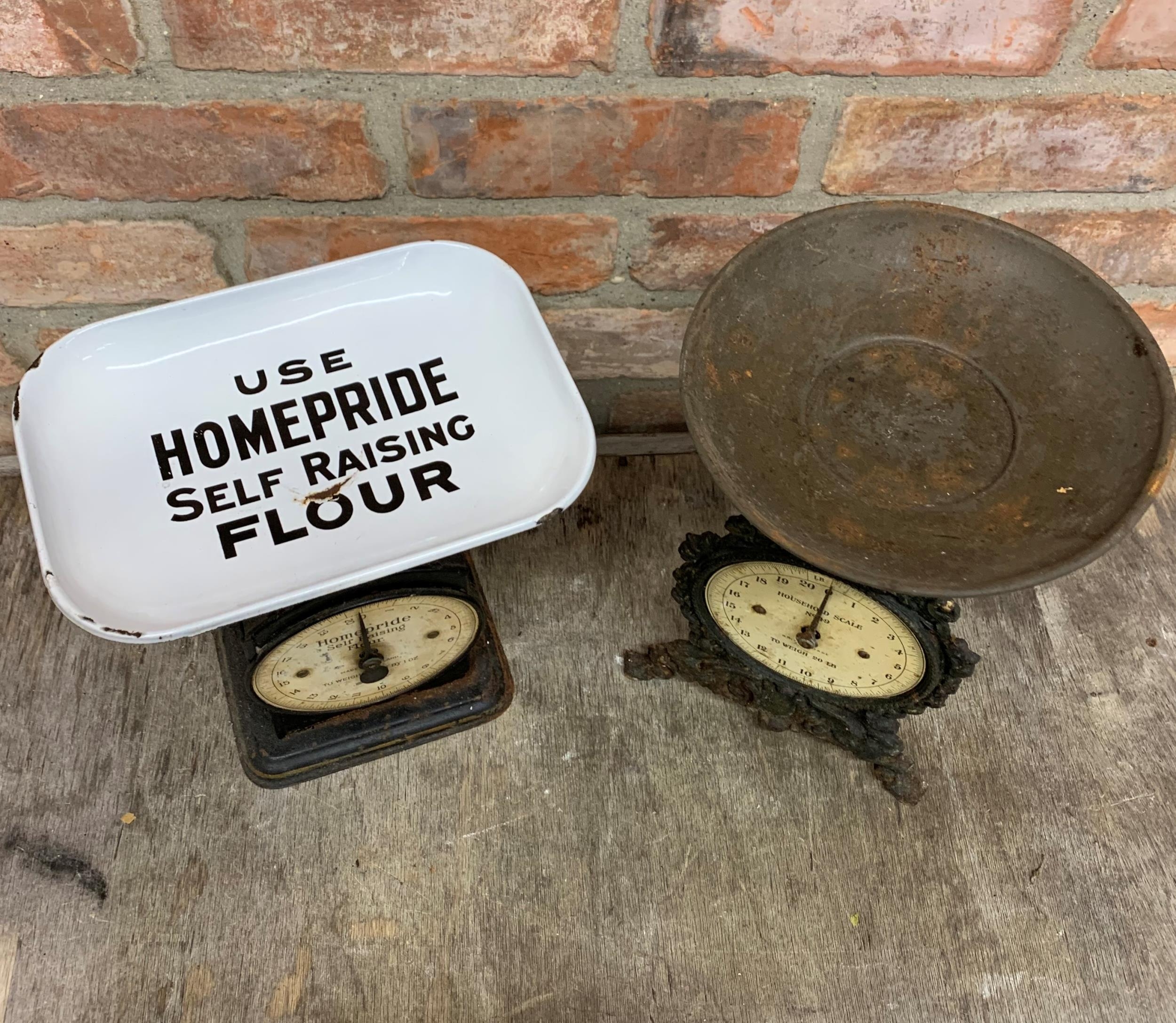 Two antique kitchen scales to include Homepride self raising flour example, Tallest H 32cm (2) - Image 2 of 4