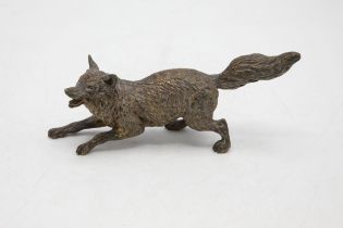 Probably by Bergman - Austrian cold painted bronze snarling fox, 19cm long