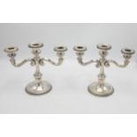 Pair of continental 800 silver twin branch candelabra, 19 x 22cm, 28oz gross