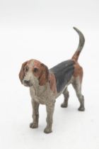 Probably by Bergman - Austrian cold painted bronze beagle, marked 'Geschützt', 11 x 13cm