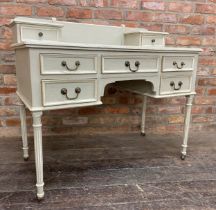 19th century painted writing table or desk, raised back with two small drawers and further five