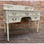 19th century painted writing table or desk, raised back with two small drawers and further five