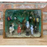 Eccentric antique scratch built Folk Art diorama depicting unusual children and clown figures