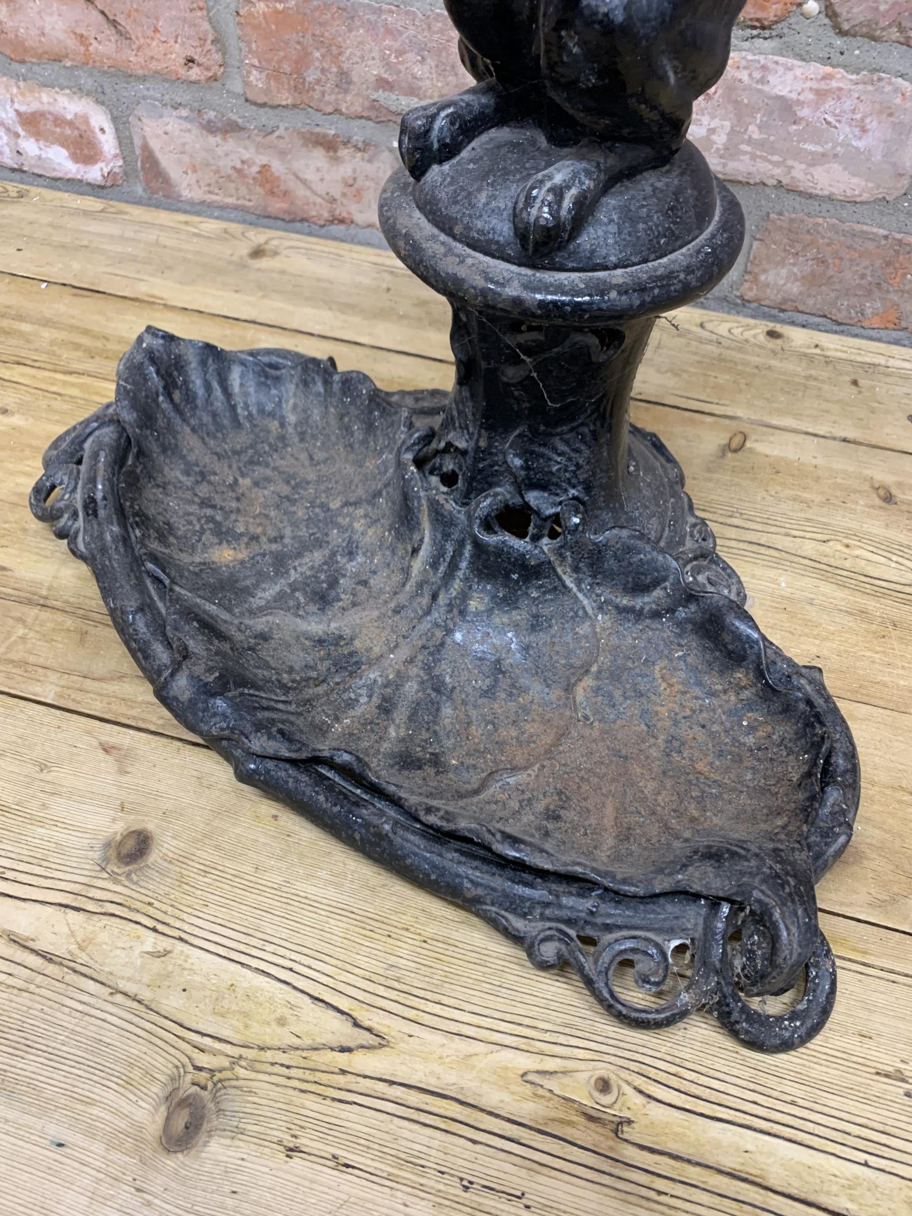 Antique Coalbrookdale iron stick stand depicting Chihuahua dog atop pedestal base, original liner - Image 3 of 3