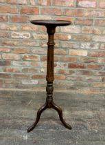 Antique three footed carved mahogany torche, H 97cm