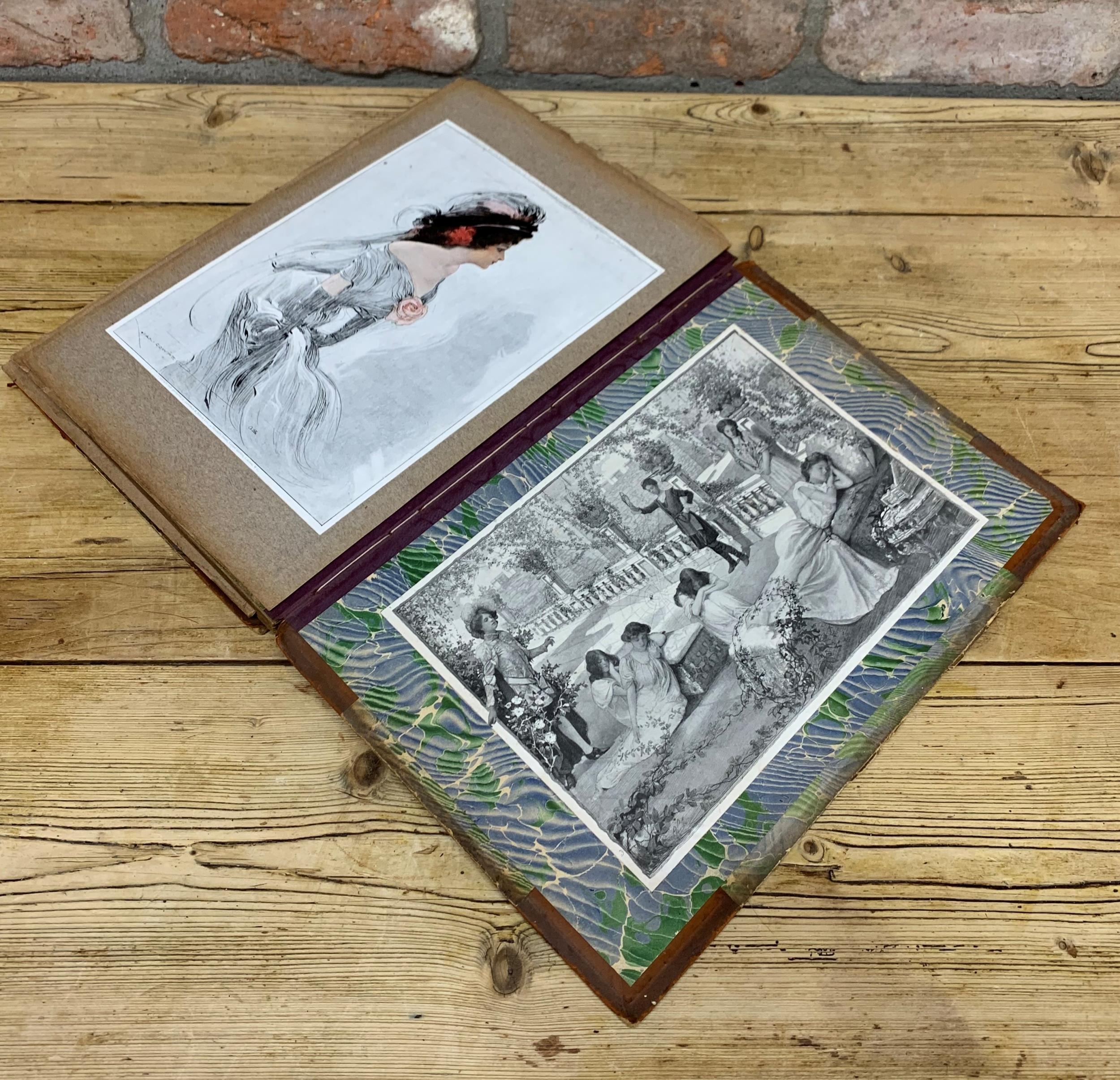 Victorian scrap book album with photographs, cut outs, prints etc - Image 2 of 5