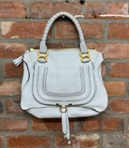 Chloe - Marcie white leather handbag with brushed gold hardware and dual rolled leather handles,