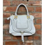 Chloe - Marcie white leather handbag with brushed gold hardware and dual rolled leather handles,