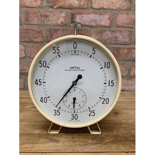 Large vintage Smiths cream coloured stop watch timer, working, D 27cm - Image 2 of 3