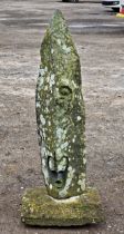 N . Nyakusvora (Zimbabwe School) - A weathered springstone sculpture depicting a face raised on a