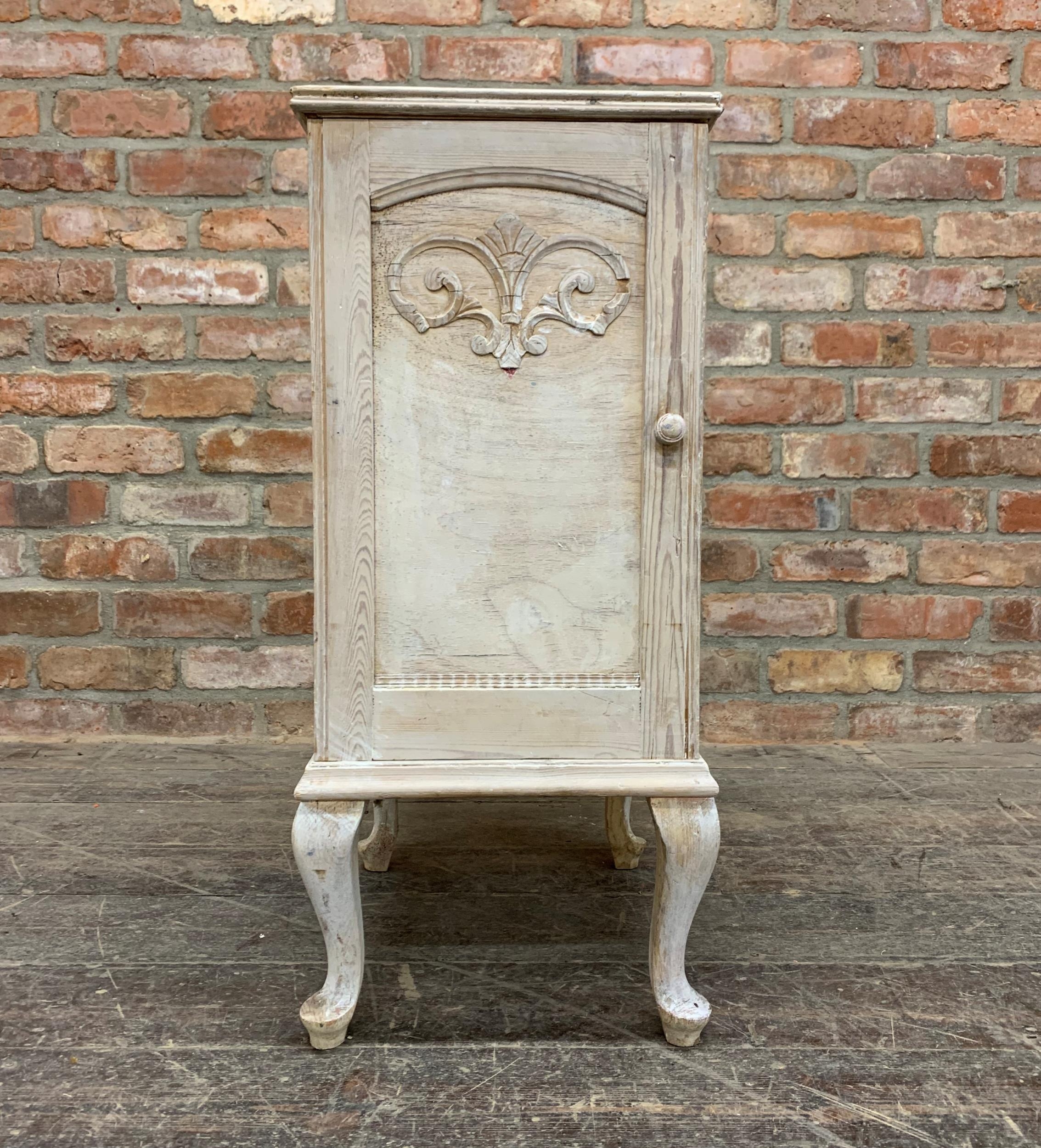 Gustavian limed pine pot cupboard, H 78cm x W 34cm