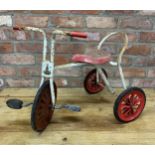 Vintage Raleigh's red and white children's tricycle, H 50cm