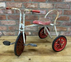 Vintage Raleigh's red and white children's tricycle, H 50cm