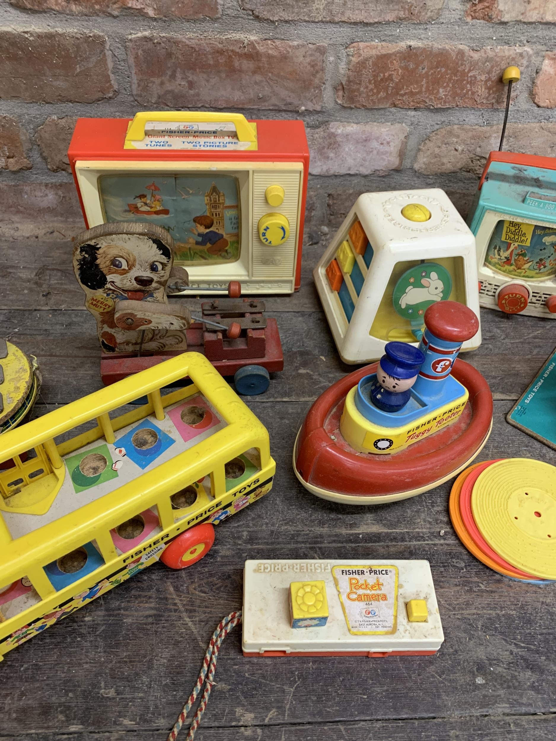 Quantity of vintage Fisher Price children's toys to include pull along musical examples and early - Image 3 of 4