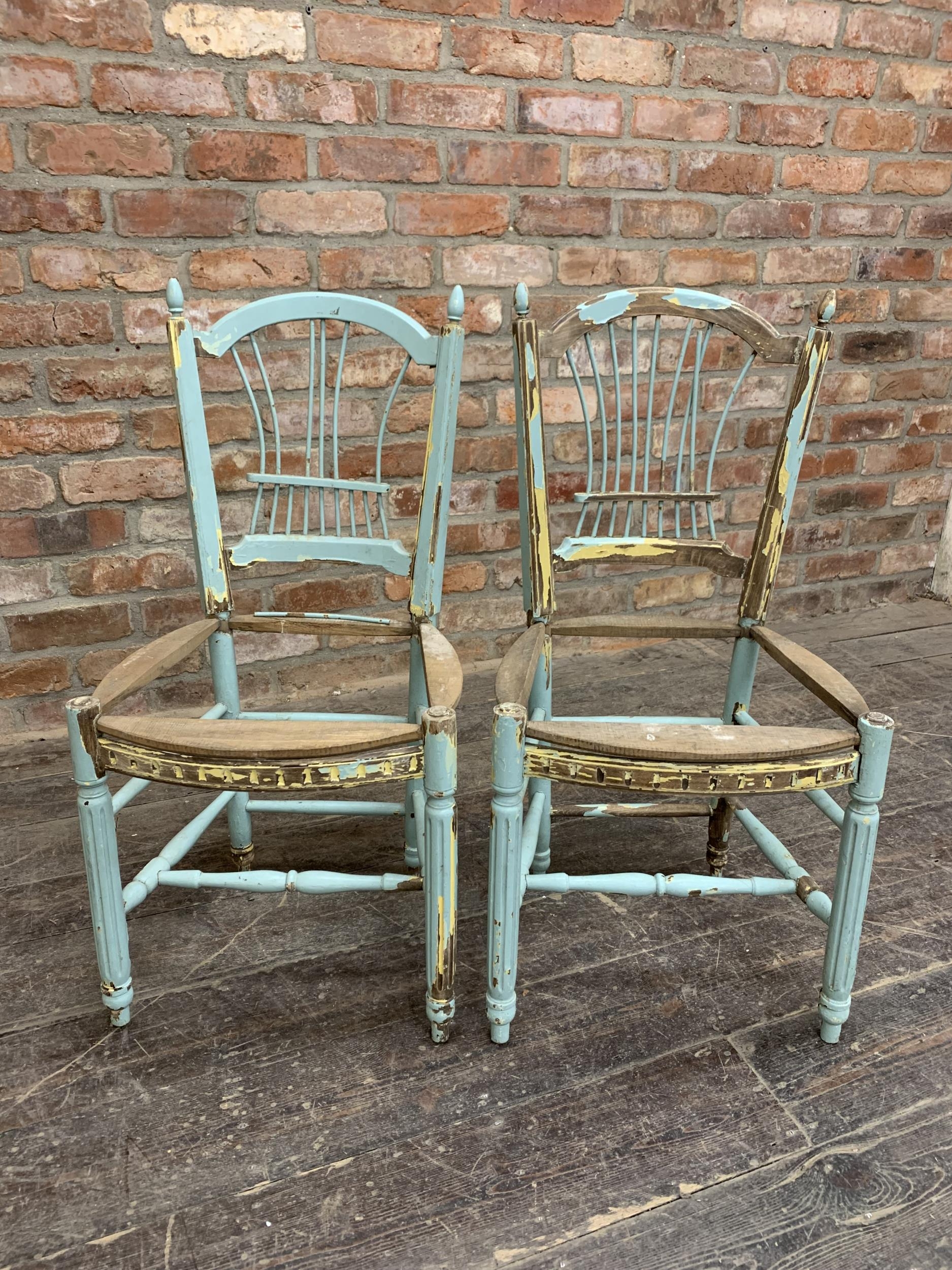 Believed to be from the dining room of Claude Monet - pair of provincial dining chairs with original - Image 2 of 7