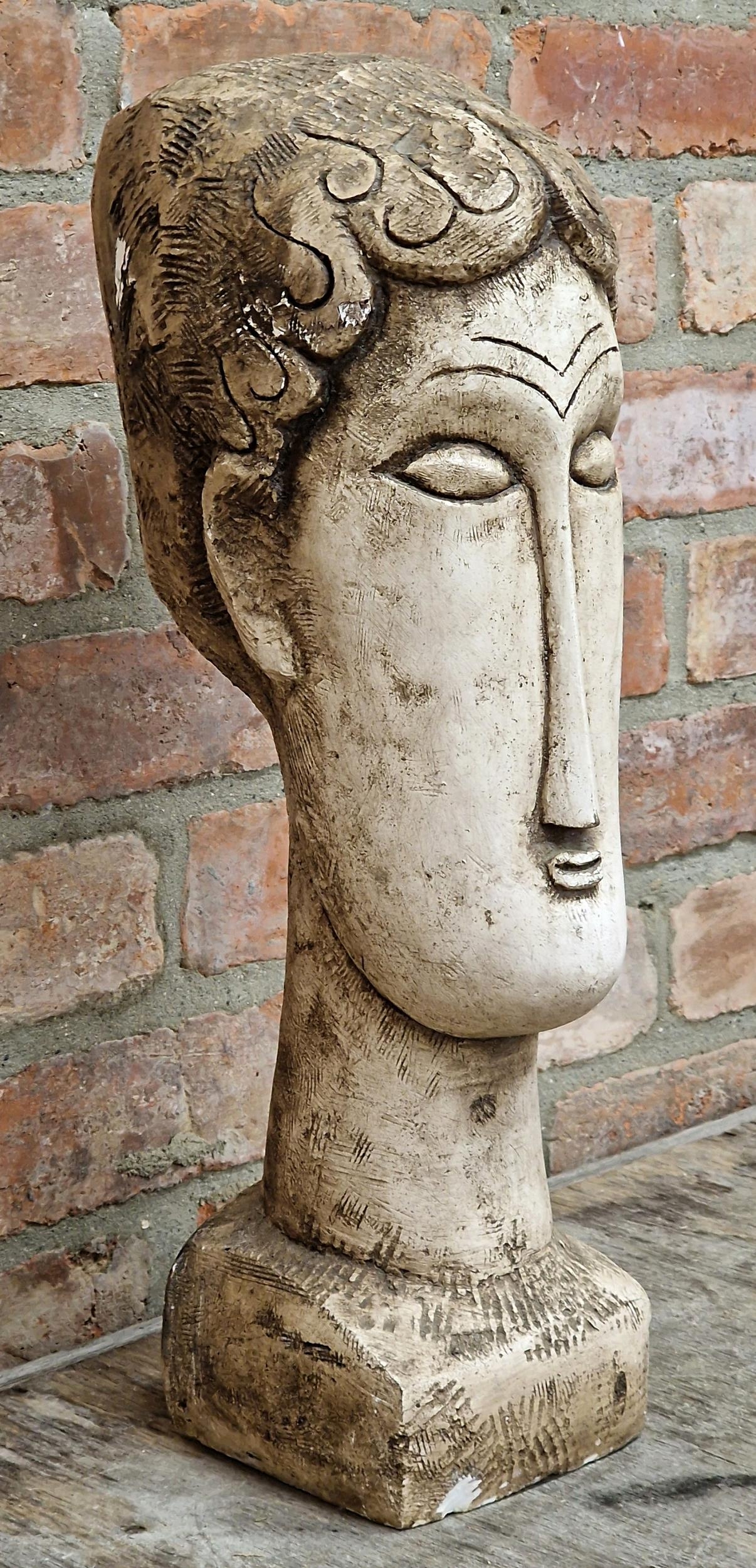 Plaster composite sculpture in the style of Amedeo Modigliani, H 54cm - Image 2 of 3