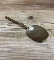 16th century English medieval bronze spoon, L 16cm