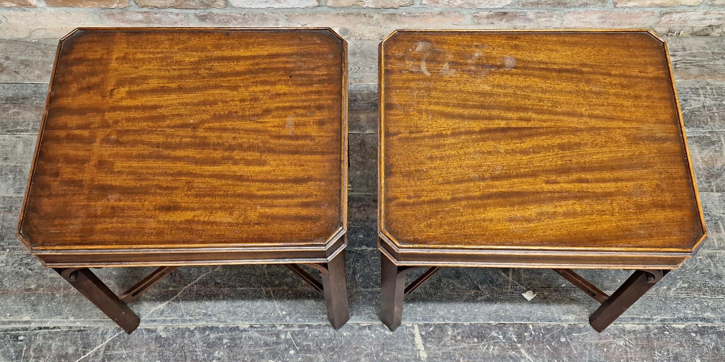 Pair of Chippendale style mahogany silver tables, H 56cm x W 52cm x D 43cm (2) - Image 3 of 3