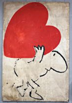 Mel Calman (1931-1994) - Heavy Heart or Burden of Love, signed, mixed media, 137 x 92cm +This