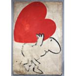 Mel Calman (1931-1994) - Heavy Heart or Burden of Love, signed, mixed media, 137 x 92cm +This