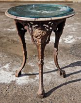 A Victorian cast iron Britannia head pub table with circular top, H 72cm x DIA 62cm