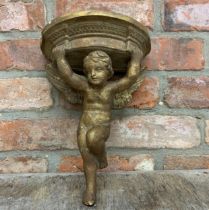 Antique gilt plaster cherub wall bracket, H 33cm x W 24cm