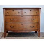 Arts and Crafts oak chest of two short over two long drawers, H 86cm x W 110cm