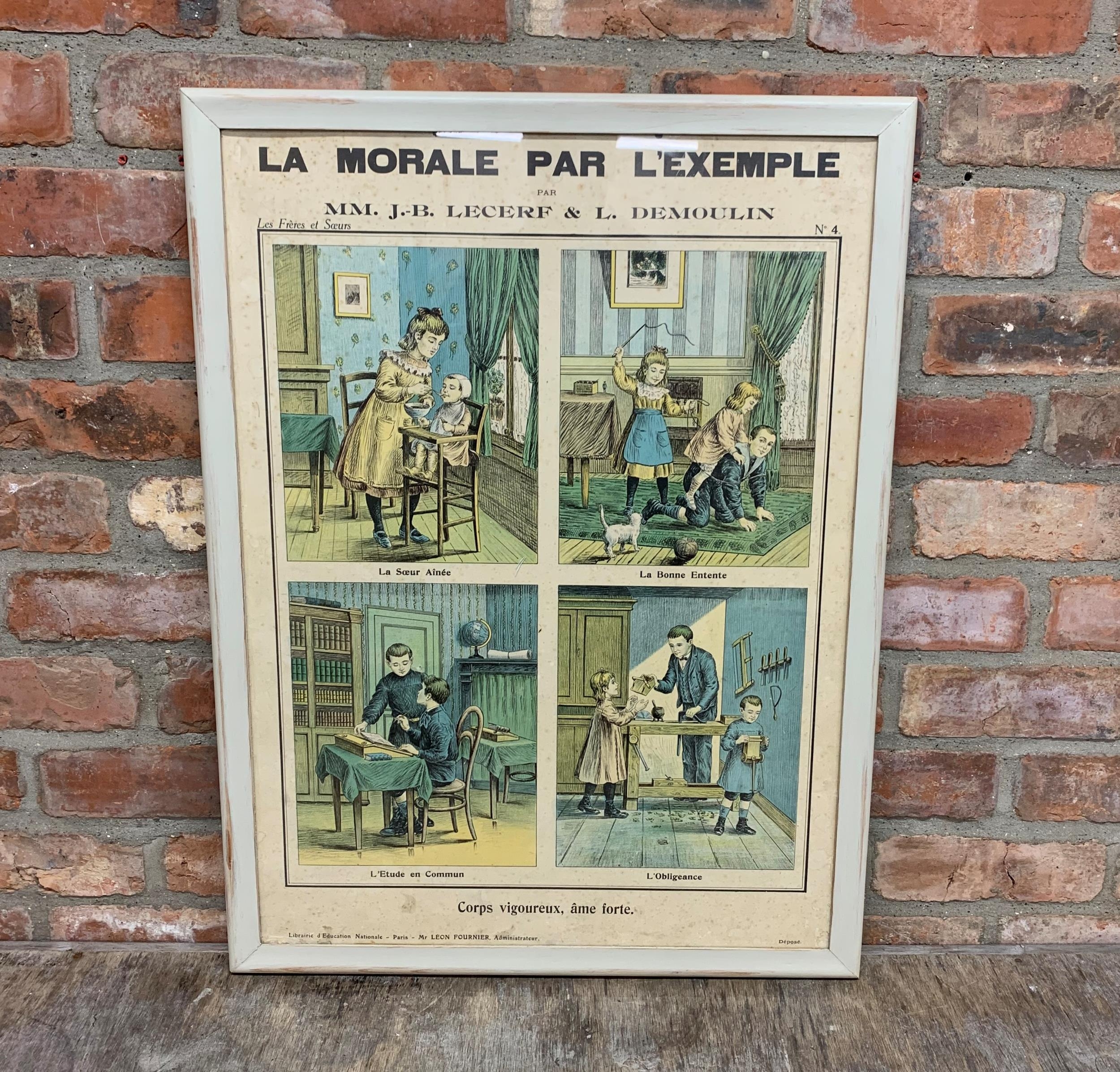 Early 20th century 'Morality By Example' French school poster, 80cm x 60cm - Bild 2 aus 5