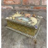 Victorian sailors valentine seashell decorated casket box with hand painted cockle pickers