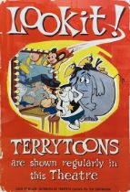 Terry Toons theatre poster with Mighty Mouse and other cartoon characters, original Screen Service