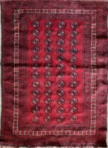 Antique Afghan bokhora type rug, typical geometric medallion design, 205 x 135cm